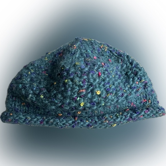 Colorful Hand Knit Blue Beanie | New - Picture 3 of 13